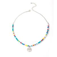 Petite perle en verre de collier 
, alliage de zinc, avec Seedbead, avec 5.5cm chaînes de rallonge, bijoux de mode & pour femme, multicolore .5 cm, Vendu par brin