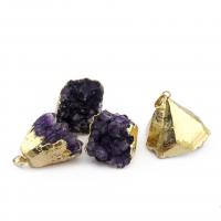 Amethyst Anhänger Februar Birthstone, mit Messing, goldfarben plattiert, unisex, violett, 30x35mm, verkauft von PC