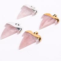 Natural Quartz Pendants, Rose Quartz, with Brass, plated, Unisex 