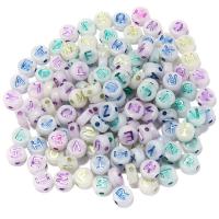 Acrylic Alphabet Beads, Round, DIY & luminated & enamel 