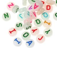 Acrylic Alphabet Beads, Round, DIY & luminated & enamel, mixed colors 