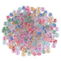 Acrylic Alphabet Beads, Round, DIY & transparent & enamel 