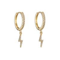 Huggie Hoop Drop Earring, Brass, Lightning Symbol, plated, fashion jewelry & micro pave cubic zirconia & for woman 33mm 