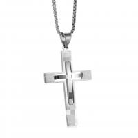 Stainless Steel Jewelry Necklace, 304 Stainless Steel, Cross, plated, fashion jewelry cm 