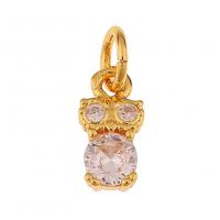 Cubic Zirconia Micro Pave Brass Pendant, gold color plated & micro pave cubic zirconia 