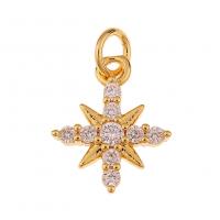 Cubic Zirconia Micro Pave Brass Pendant, gold color plated & micro pave cubic zirconia 