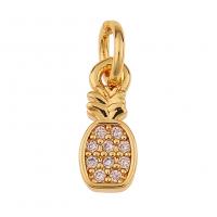 Cubic Zirconia Micro Pave Brass Pendant, gold color plated & micro pave cubic zirconia 