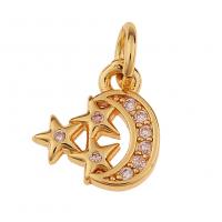 Cubic Zirconia Micro Pave Brass Pendant, gold color plated & micro pave cubic zirconia 