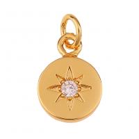 Cubic Zirconia Micro Pave Brass Pendant, gold color plated & micro pave cubic zirconia 