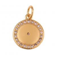 Cubic Zirconia Micro Pave Brass Pendant, gold color plated & micro pave cubic zirconia 