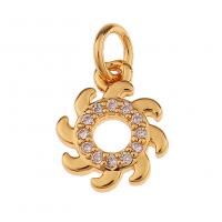 Cubic Zirconia Micro Pave Brass Pendant, gold color plated & micro pave cubic zirconia 