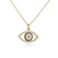 Cubic Zircon Micro Pave Brass Necklace, Eye, gold color plated, for woman & enamel & hollow Approx 17.7 Inch 