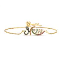 metal Pulsera, chapado en color dorado, micro arcilla de zirconia cúbica & para mujer, multicolor, 31mm, Vendido por UD