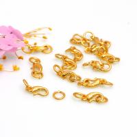 Brass Fishhook Clasp, plated, golden, 11mm 