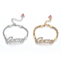 Zinc Alloy Rhinestone Bracelets, zinc alloy lobster clasp, plated, Unisex & with rhinestone 45mm cm 