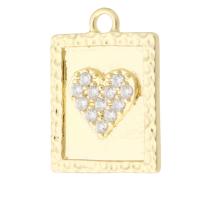 Rhinestone Brass Pendants, Square, gold color plated, Unisex & with rhinestone, golden Approx 2mm 