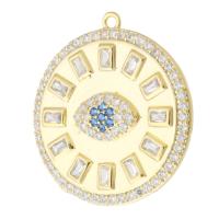 Pendentifs strass en laiton, Plat rond, Placage de couleur d'or, unisexe & avec strass, doré Environ 0.5mm, Vendu par PC