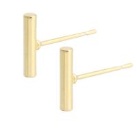 Messing Ohrstecker, goldfarben plattiert, für Frau, goldfarben, 14.5x10x2mm,1mm, verkauft von PC