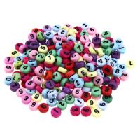 Acrylic Number Bead, Flat Round, DIY & enamel, mixed colors 