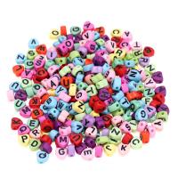 Acrylic Alphabet Beads, Heart, DIY & enamel, mixed colors 