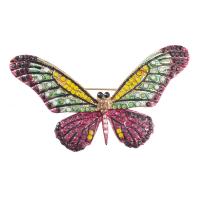 Broche de diamantes de imitación de la aleación de Zinc, Mariposa, chapado, para mujer & con diamantes de imitación, más colores para la opción, 77x42mm, 10PCs/Grupo, Vendido por Grupo