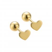 Sterling Silver Stud Earring, Argent sterling 925, coeur, Placage, pour femme, plus de couleurs à choisir Vendu par paire