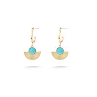 Stainless Steel Drop Earring, 304 Stainless Steel, with turquoise, Vacuum Plating, for woman, golden 