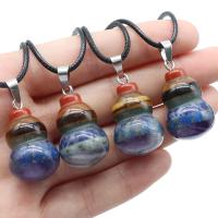 Gemstone Zinc Alloy Pendants, Natural Stone, with Zinc Alloy, Calabash, polished, mixed colors 