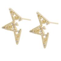 Brass Earring Stud Component, gold color plated, DIY & with rhinestone, golden 1mm 