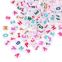 Acrylic Alphabet Beads, Flat Round, DIY & enamel 