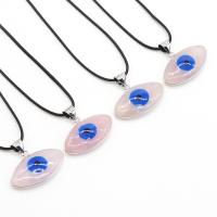 Quartz Necklace, Rose Quartz, with Zinc Alloy, Evil Eye, silver color plated, fashion jewelry, pink 