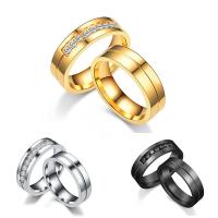 Anillos para Pareja, acero inoxidable 304, Esférico, chapado, Joyería & diverso tamaño para la opción & micro arcilla de zirconia cúbica & para la pareja, más colores para la opción, 6mm, Vendido por UD