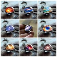 Zeit Gem Jewelry Halskette, Zinklegierung, mit Glas, mit Verlängerungskettchen von 5cm, rund, antike Bronzefarbe plattiert, Modeschmuck & unisex & verschiedene Stile für Wahl & Epoxy Aufkleber, keine, 16mm, Länge:50 cm, verkauft von PC