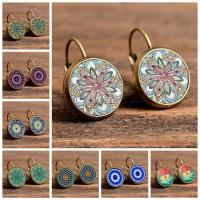 Time Gem Earring, Zinc Alloy, with Glass, Round, gold color plated, fashion jewelry & for woman 16mm 