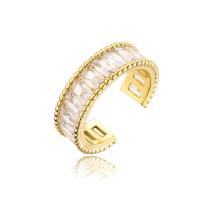 Cubic Zirconia Micro Pave Brass Finger Ring, gold color plated, Adjustable & micro pave cubic zirconia & for woman 18mm 