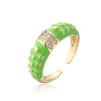 Cubic Zirconia Micro Pave Brass Finger Ring, gold color plated, Adjustable & micro pave cubic zirconia & for woman & enamel 18mm 