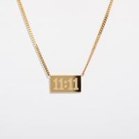 Stainless Steel Jewelry Necklace, 304 Stainless Steel, with 1.96inch extender chain, Rectangle, Vacuum Ion Plating, fashion jewelry & Unisex & with number pattern, gold Approx 15.7 Inch 