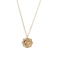 Stainless Steel Jewelry Necklace, 304 Stainless Steel, with 1.96inch extender chain, Flat Round, Vacuum Ion Plating, Unisex & oval chain, gold, 20mm Approx 17.7 Inch 