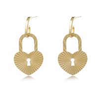 Stainless Steel Drop Earring, 304 Stainless Steel, Lock, Vacuum Plating, for woman 