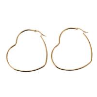 Stainless Steel Hoop Earring, 304 Stainless Steel, Heart, Vacuum Ion Plating, DIY & Unisex golden 