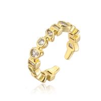 Cubic Zirconia Micro Pave Brass Finger Ring, gold color plated, Adjustable & micro pave cubic zirconia & for woman 18mm 