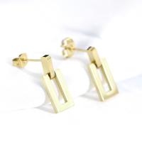 Stainless Steel Drop Earring, 304 Stainless Steel, Geometrical Pattern, Vacuum Ion Plating, for woman & hollow 