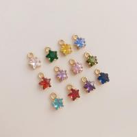 Cubic Zirconia Brass Pendants, Star, plated, DIY & micro pave cubic zirconia 