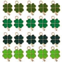 Zinc Alloy Clover Pendant, Four Leaf Clover, enamel 