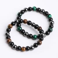 Pulseras magnéticas de piedras preciosas , Ojo de tigre, con Hematite, para hombre, más colores para la opción, 8mm, longitud:aproximado 21 cm, Vendido por UD