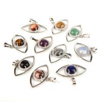 Gemstone Jewelry Pendant, Natural Stone, with Zinc Alloy, platinum color plated & Unisex & with rhinestone 35mm 