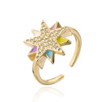 Cubic Zirconia Micro Pave Brass Finger Ring, gold color plated, micro pave cubic zirconia & for woman & enamel 18mm 