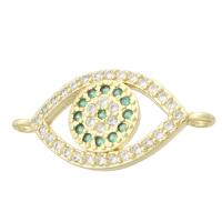 Cubic Zirconia Micro Pave Brass Connector, Eye, gold color plated, micro pave cubic zirconia & hollow Approx 1mm 