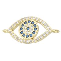 Cubic Zirconia Micro Pave Brass Connector, Eye, gold color plated, micro pave cubic zirconia & hollow Approx 1mm 