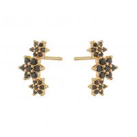 Cubic Zirconia Micro Pave Brass Earring, gold color plated, micro pave cubic zirconia & for woman, black 